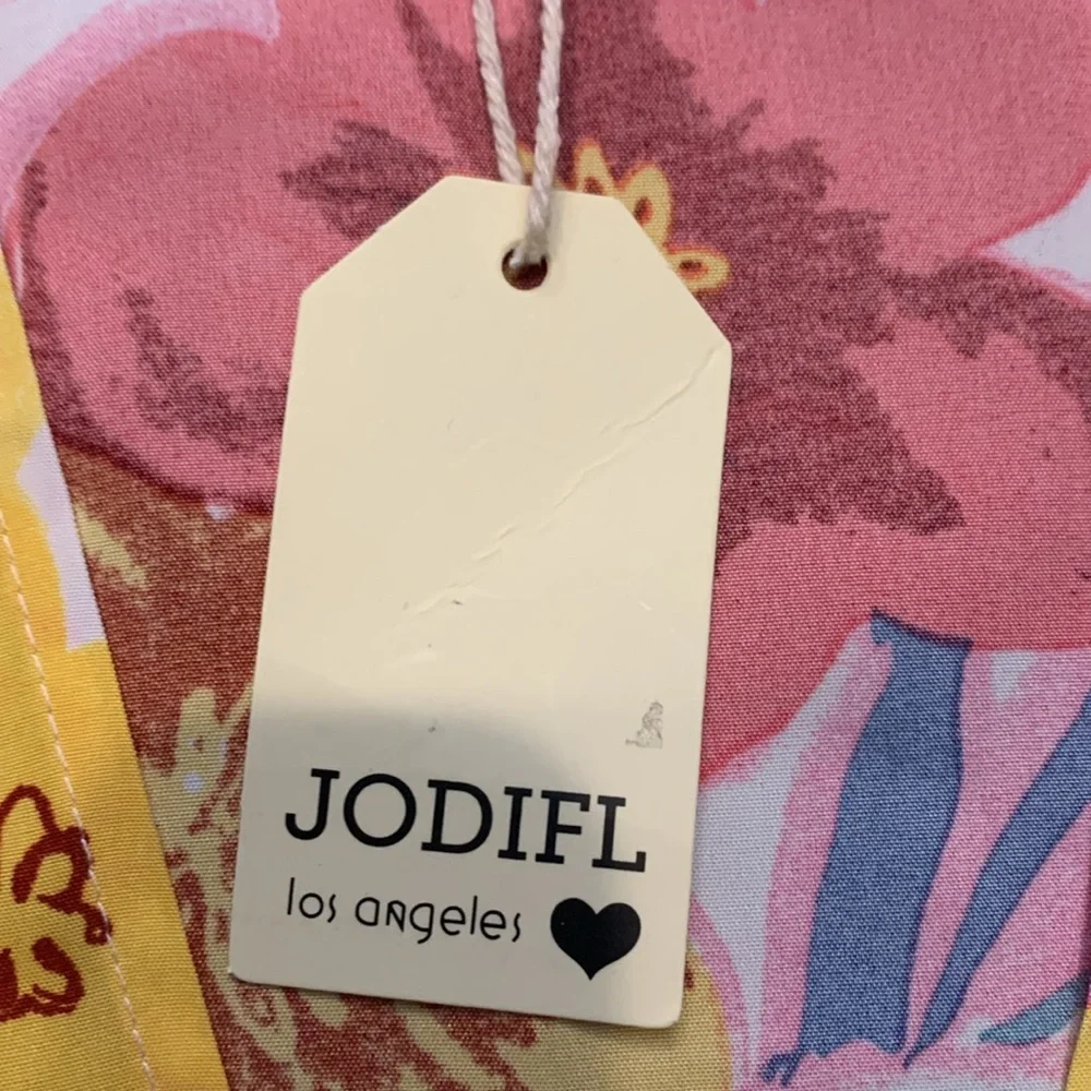 JODIFL Vibrant Pink Floral V-Neck Short Sleeve Oversized Flowy Top - SMALL - NWT - Picture 3 of 10